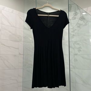Forever 21 fitted black dress with flowy skirt and plunging neckline